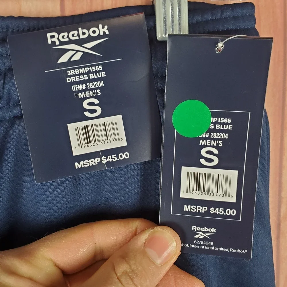 Reebok Cargo Jogger Pants Mens Small Blue Relaxed Fit Fleece Lined Drawstring